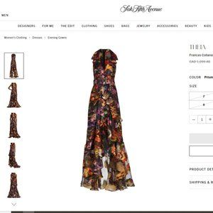 Theia Frances Collared Floral Gown, Size 8 (fits size 6 with belt), worn ONCE